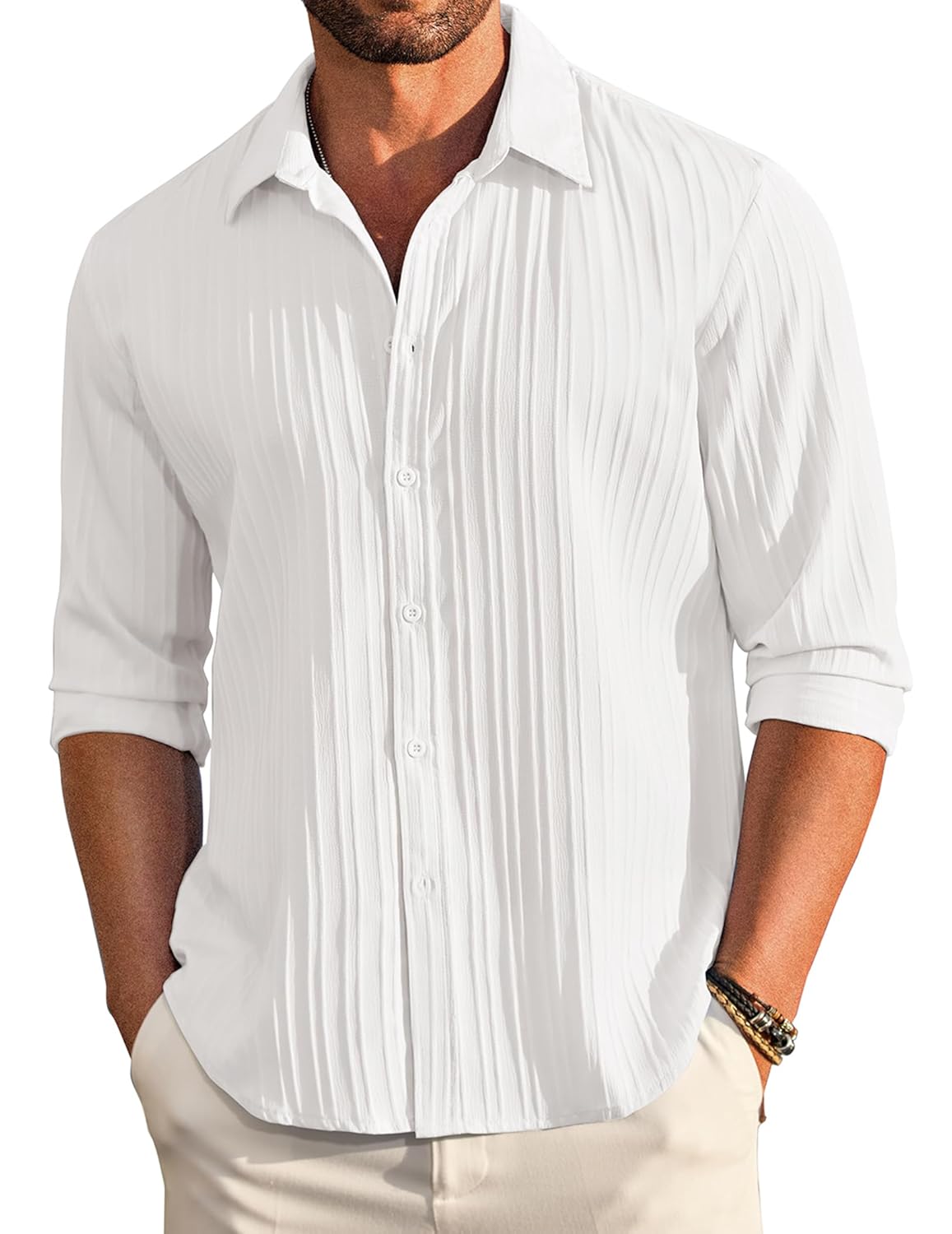 DEELMO Men's Casual Button Down Shirts Long Sleeve