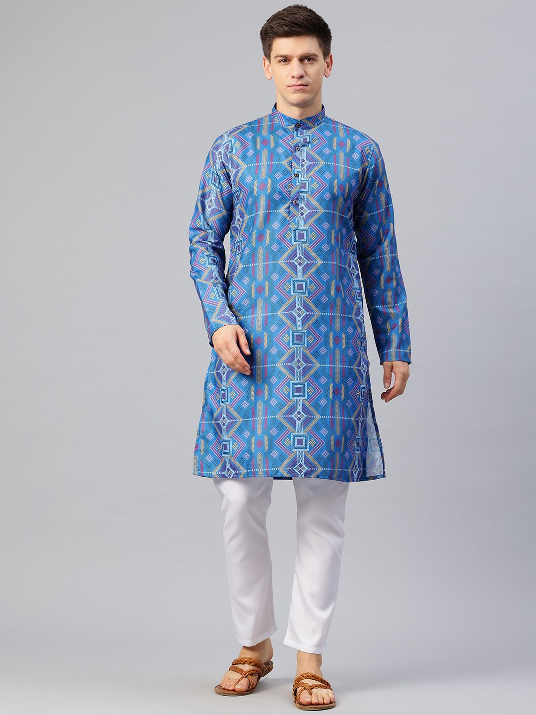 Luxrio Printed Kurta for Men Cotton Blend Linen