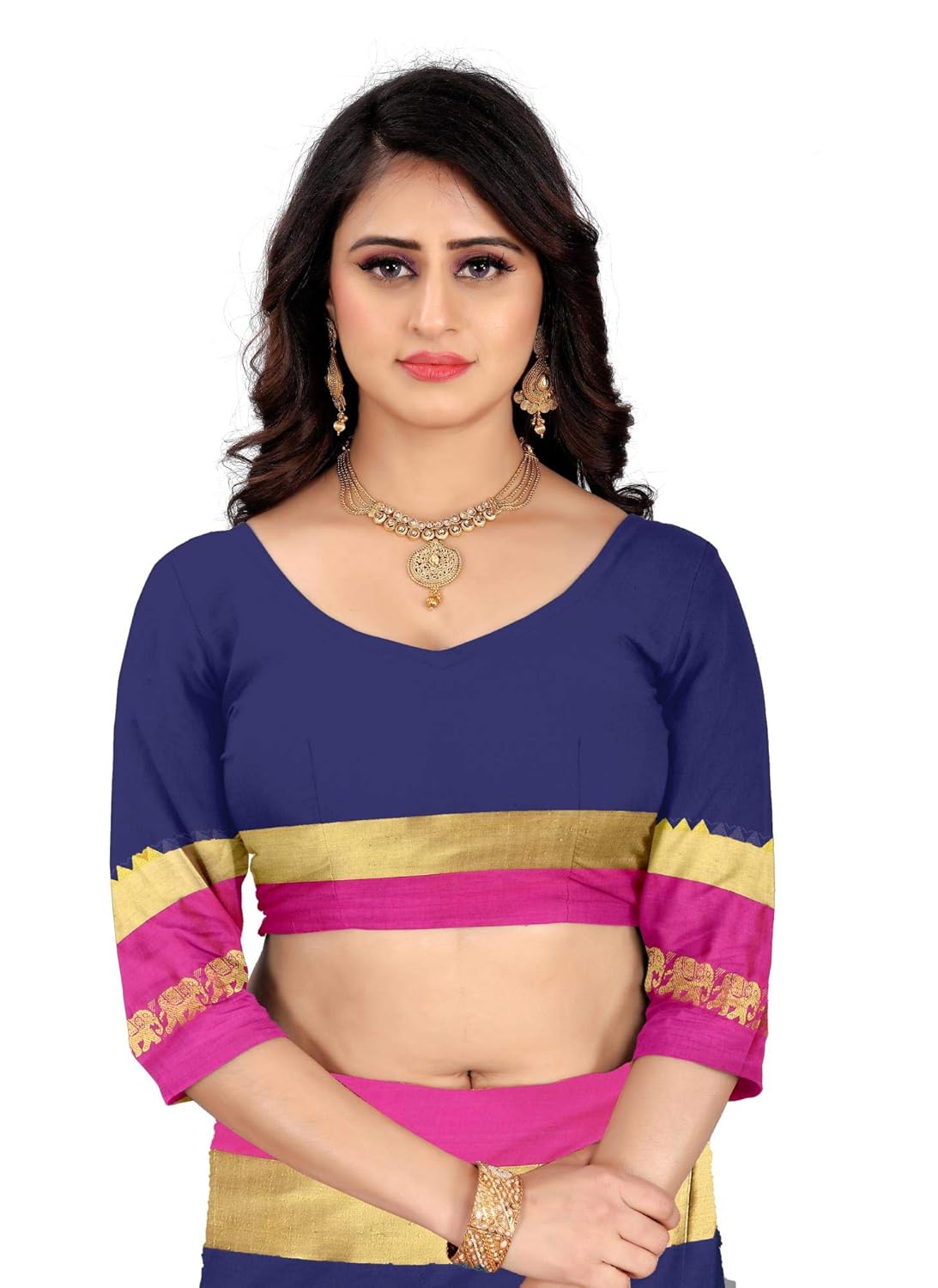 Women's Cotton Silk Plain Zari Work Designer Saree