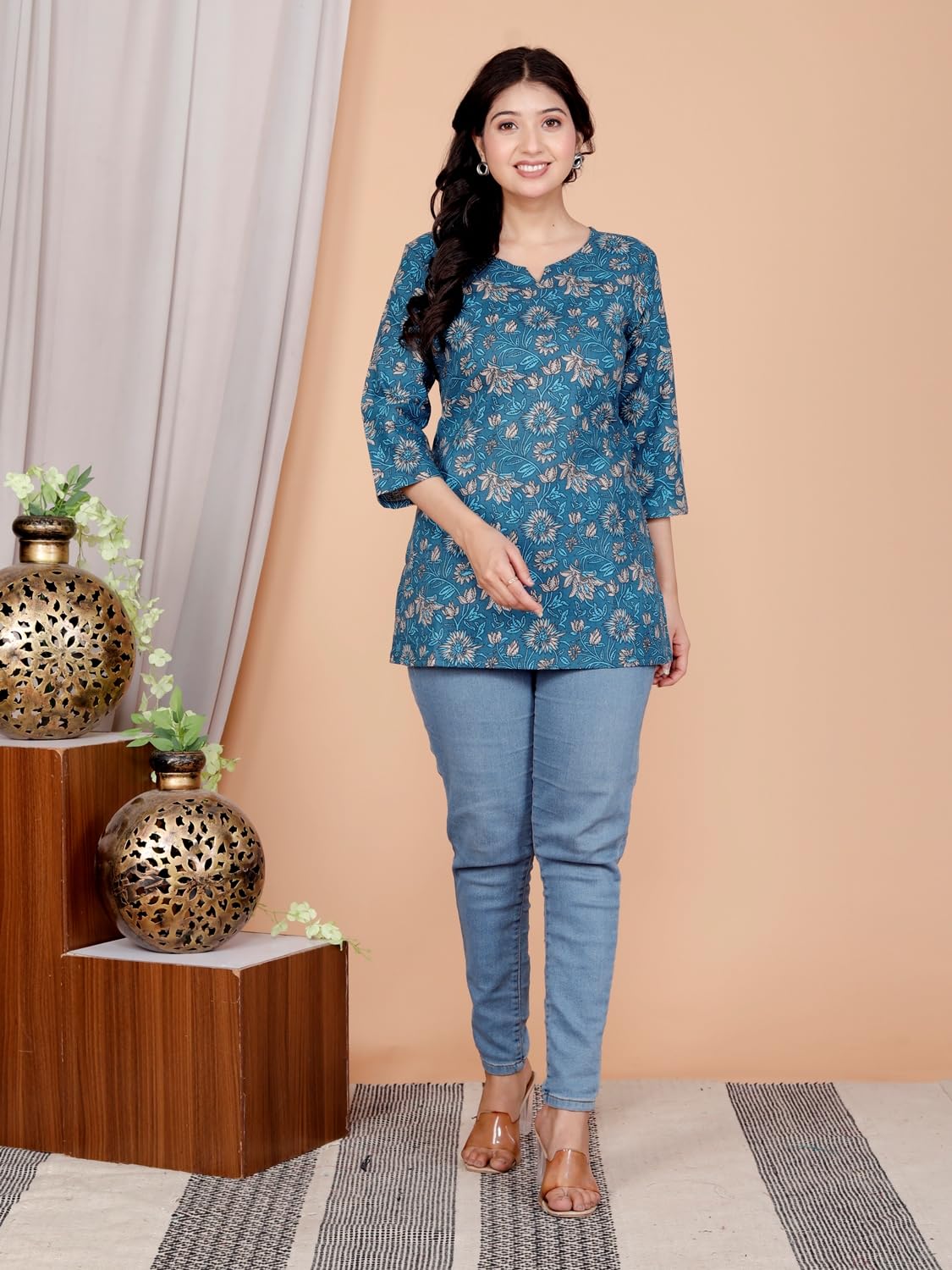 Women's Casual Jaipuri Cotton Printed Short Kurta