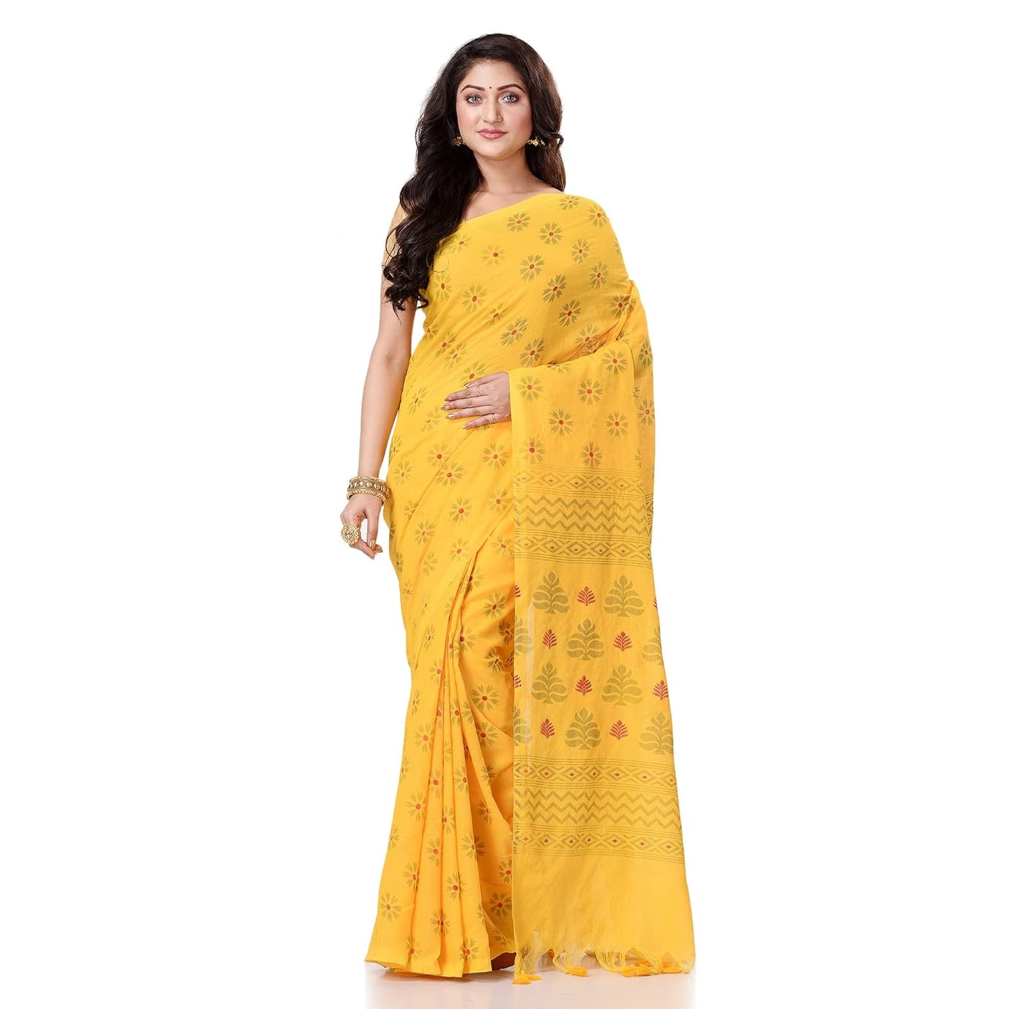 Women`sl Tant Work Design Soft Saree With Blouse Piece