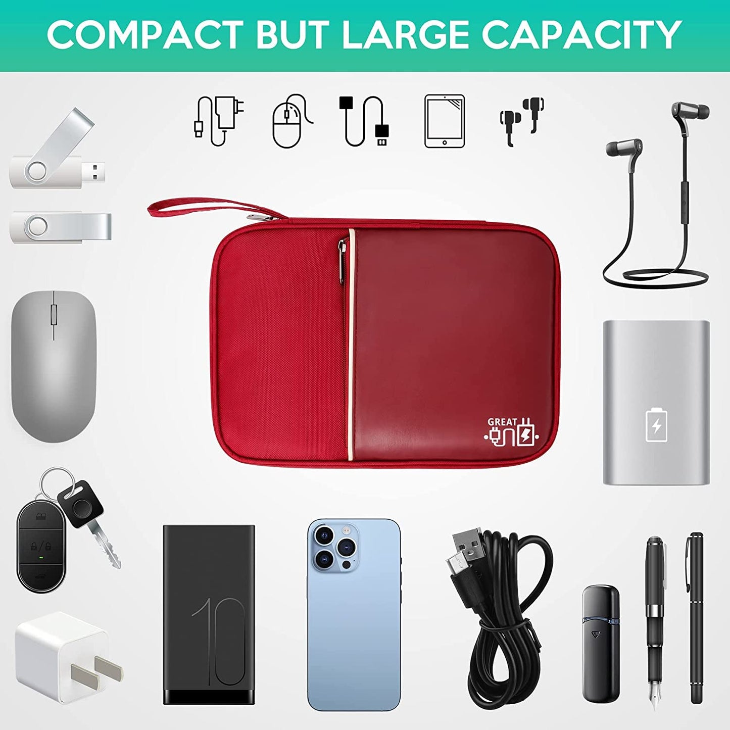 Electronics Organizer Bag Waterproof Carrying Pouch