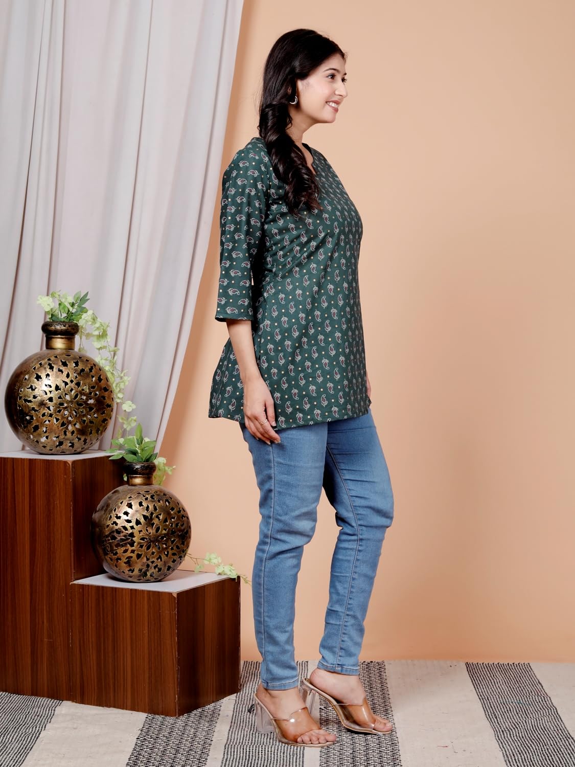 Women's Casual Jaipuri Cotton Printed Short Kurta