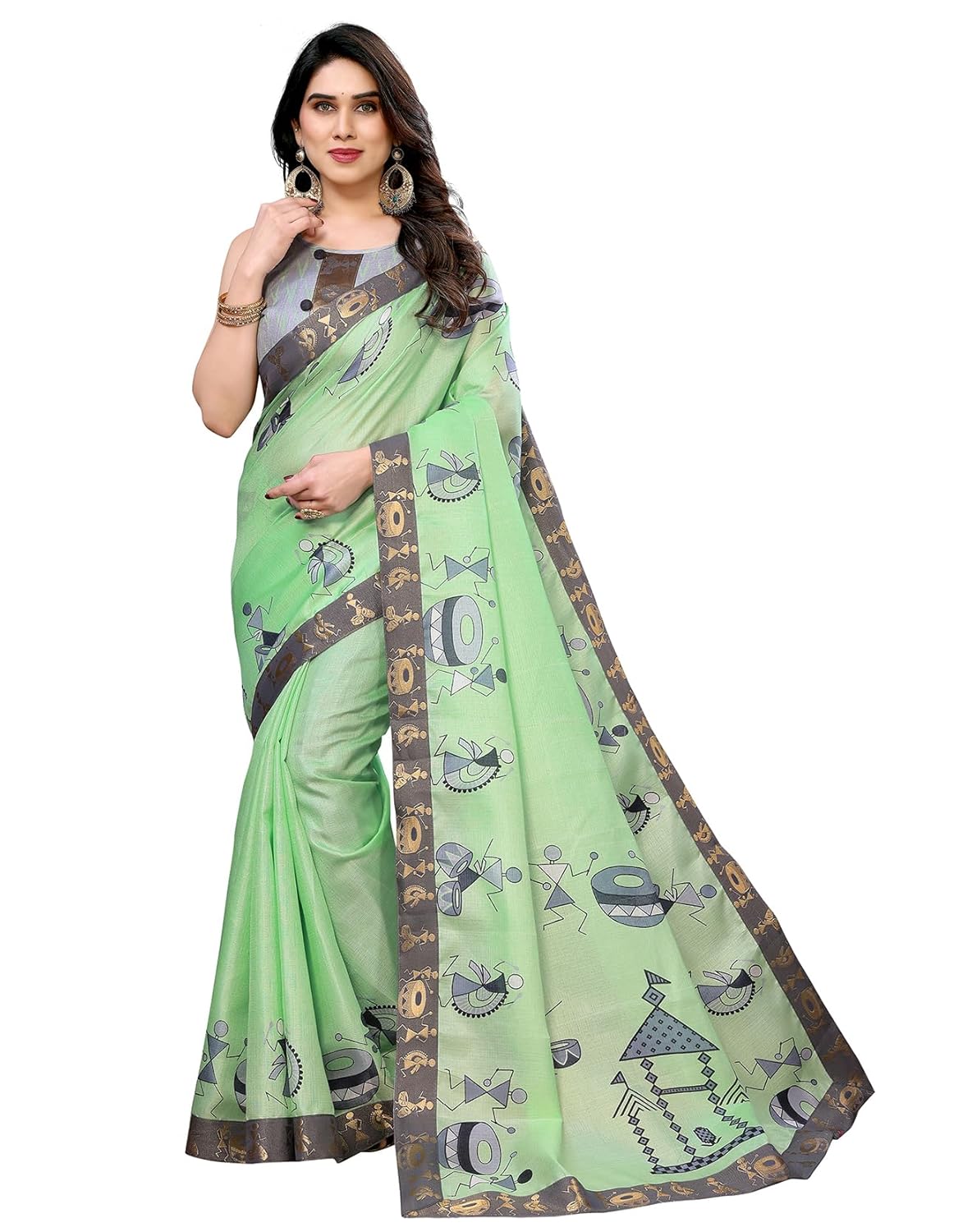 Yashika Women's Printed Kalamkari Art Silk Saree