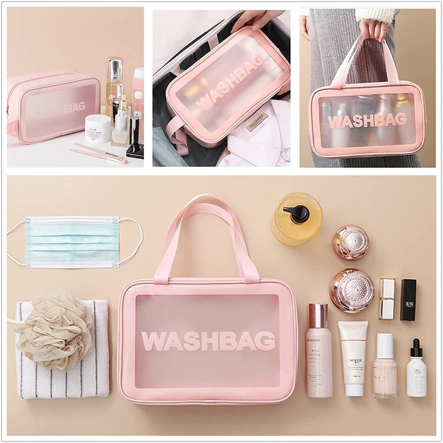 Travel Makeup Pouch Set Toiletry Bag Cosmetic Organizer