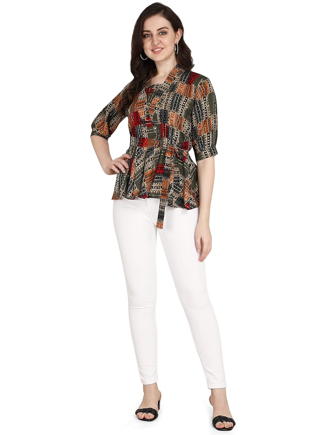 Leriya Fashion Women's Printed Regular Fit Top with Half Sleeves for Office Wear, Casual Wear, Under 399 Top for Women/Girls Top