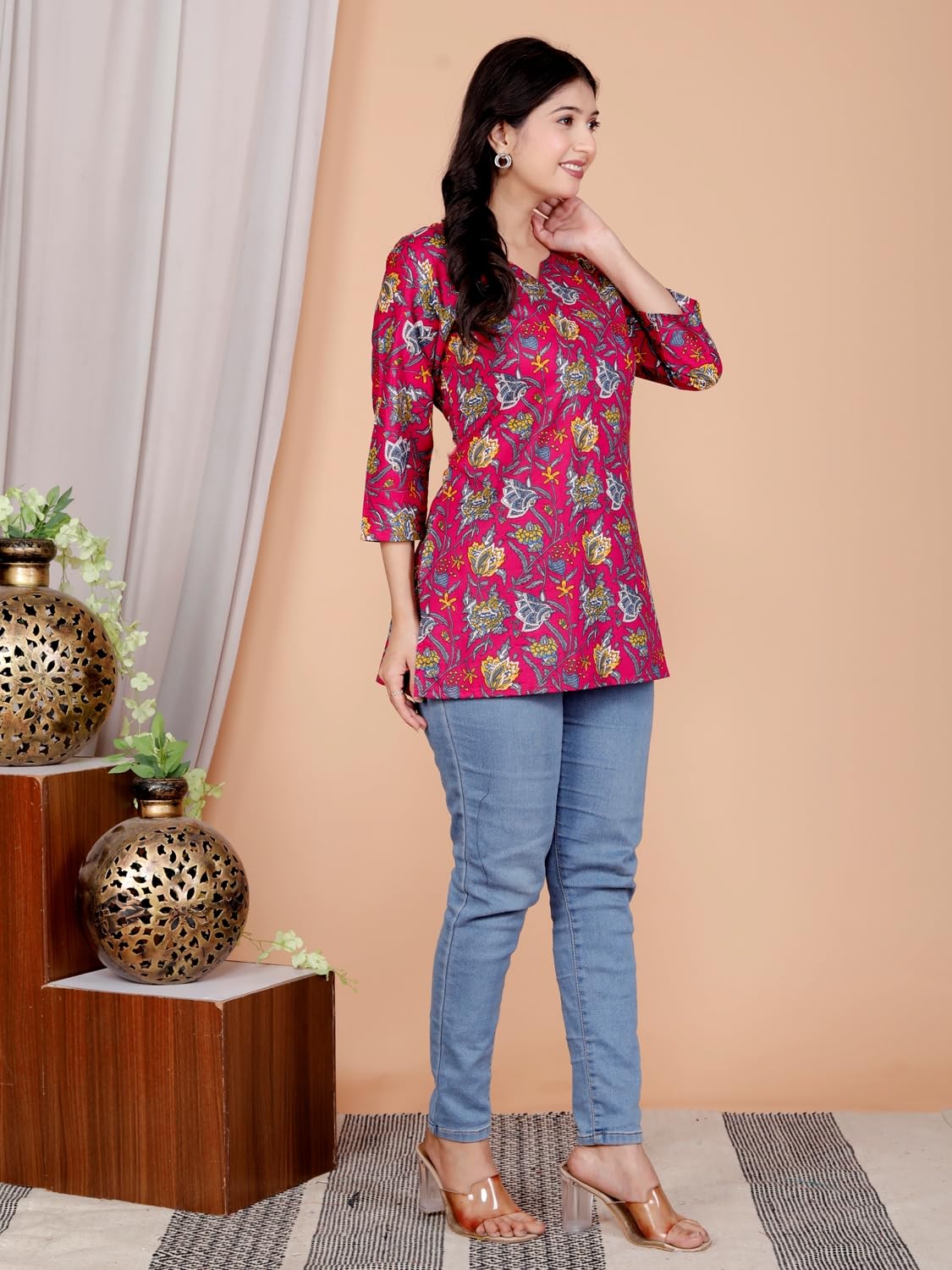 Women's Casual Jaipuri Cotton Printed Short Kurta