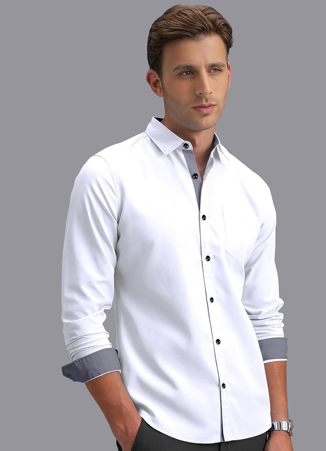 Shirt's Collection Solid Pattern Shirt(Contrast - Parent)
