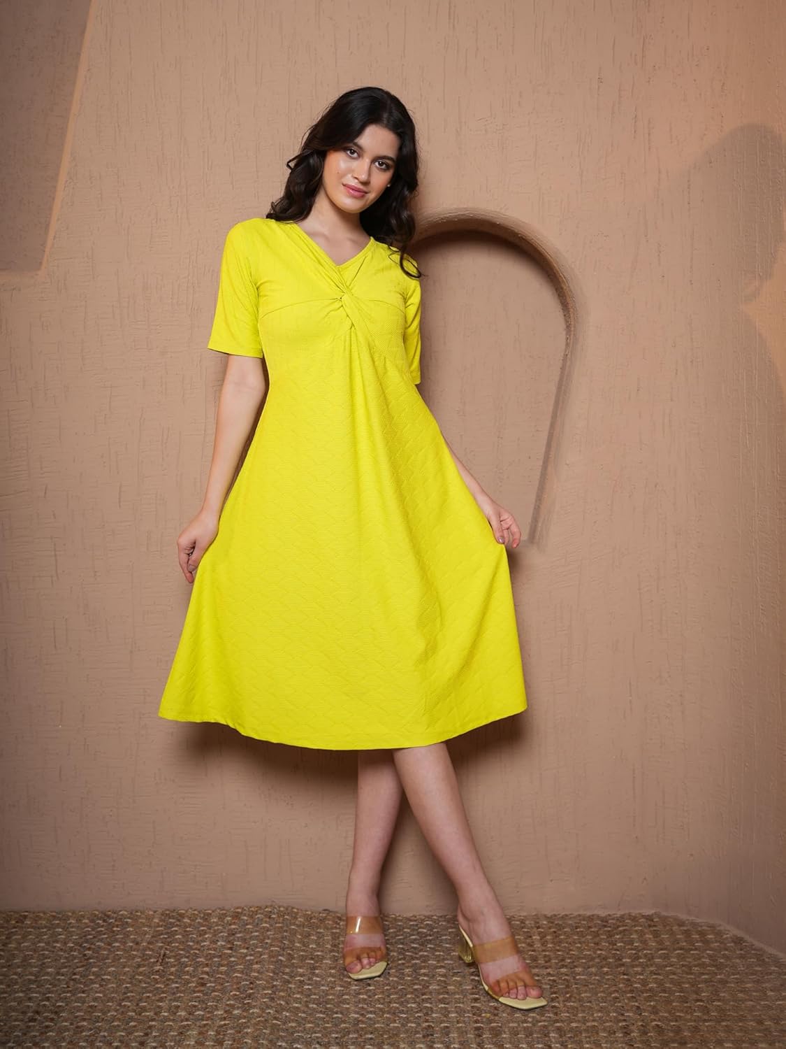 PURVAJA Women’s A-line Midi Length Dress (Nisi-042-045)
