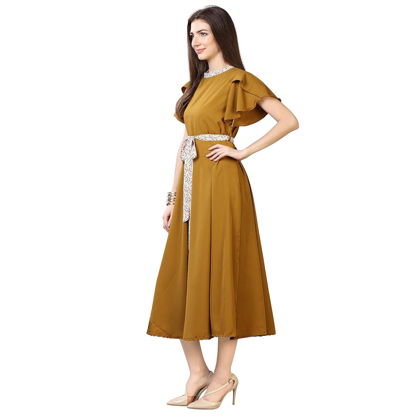 OOMPH! Women's Crepe A-Line Maxi Dress