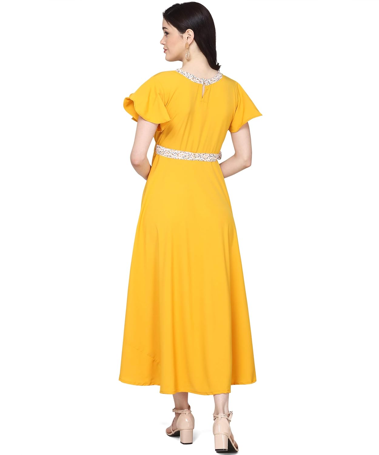 OOMPH! Women's Crepe A-Line Maxi Dress