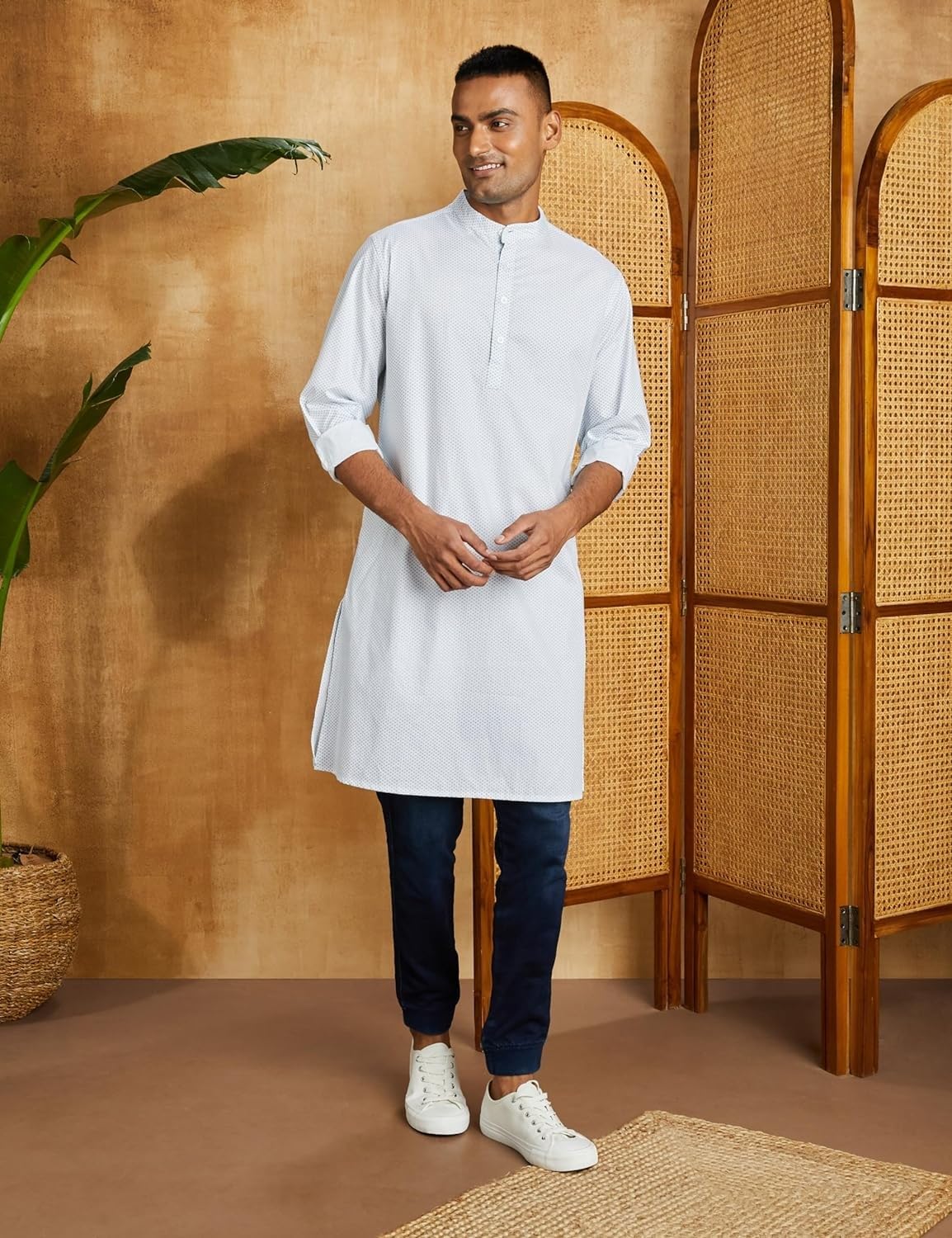 Symbol Men's Cotton Printed Long Kurta
