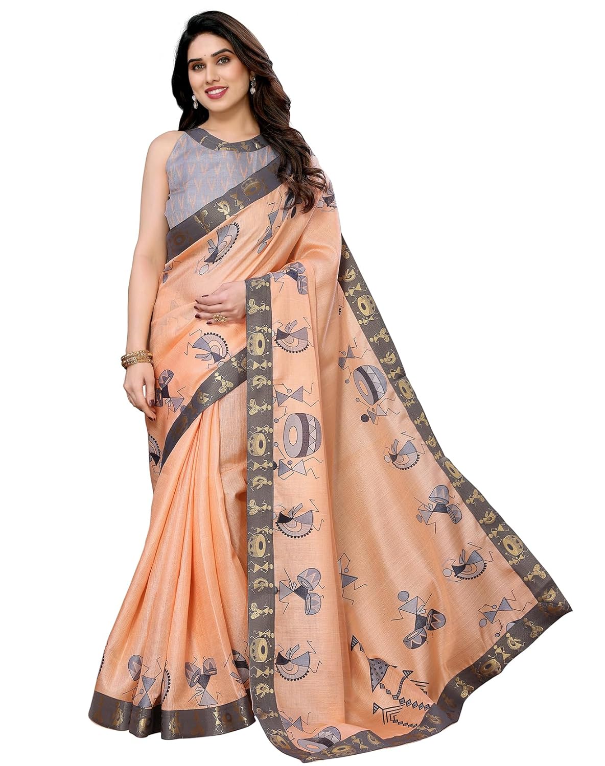 Yashika Women's Printed Kalamkari Art Silk Saree
