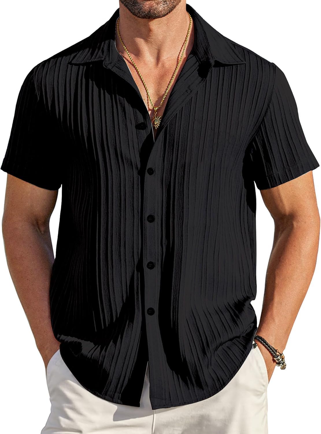 Mehrang Men's Casual Button Down Shirts Short Sleev