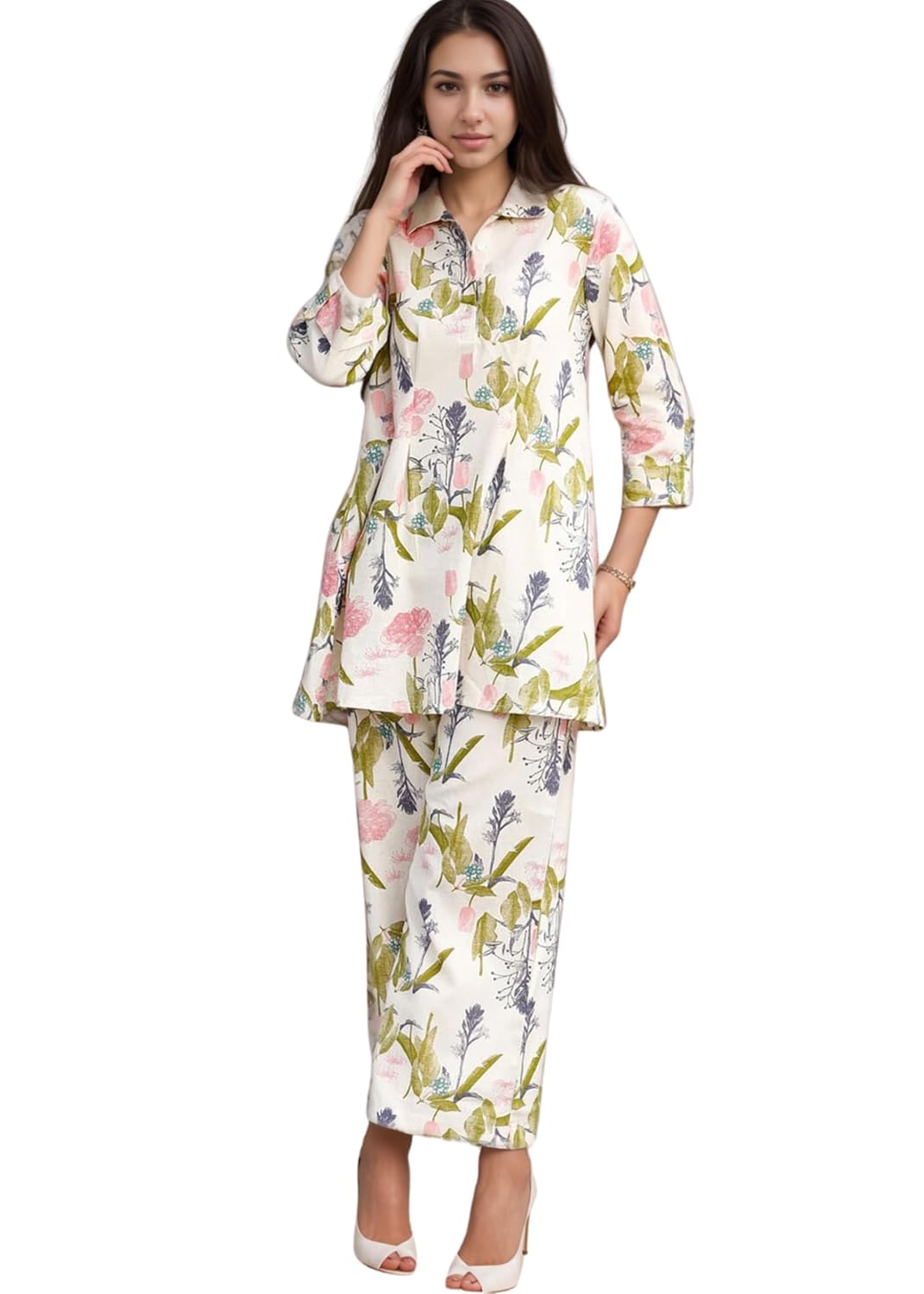 SHIENZY Stylish Printed Cotton Blend Co Ord Set
