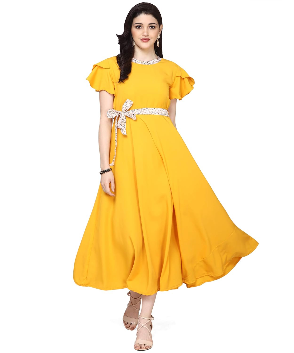 OOMPH! Women's Crepe A-Line Maxi Dress