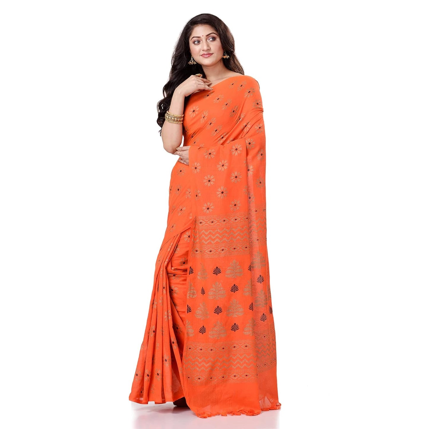 Women`sl Tant Work Design Soft Saree With Blouse Piece