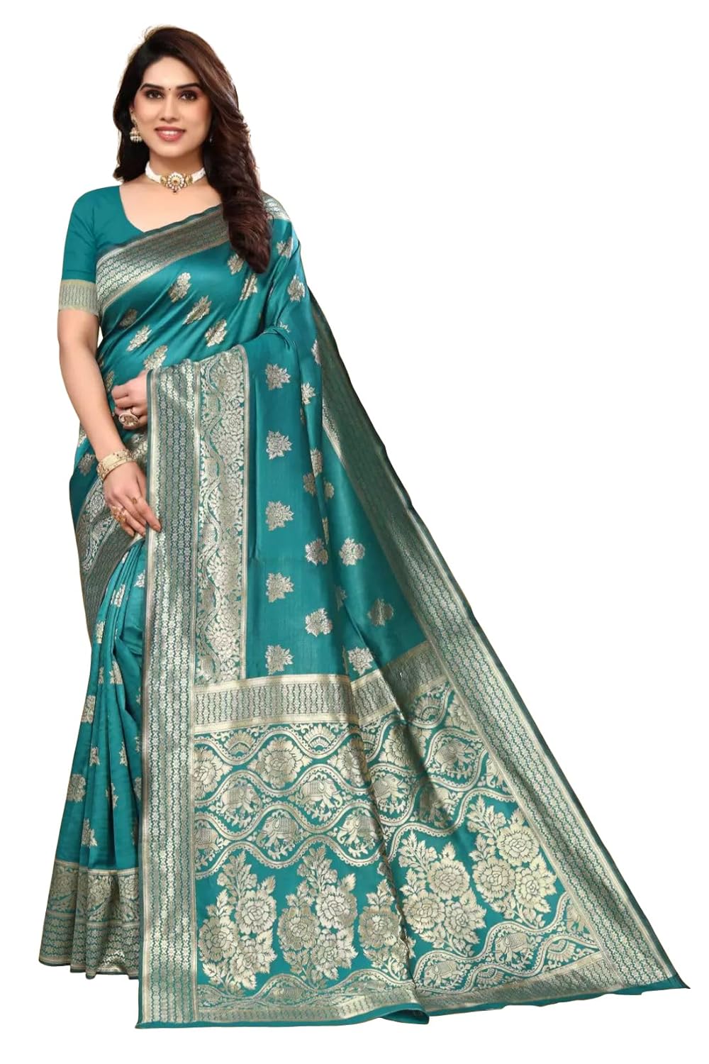 Women's Banarasi SareeSilk Saree With Blouse Piece