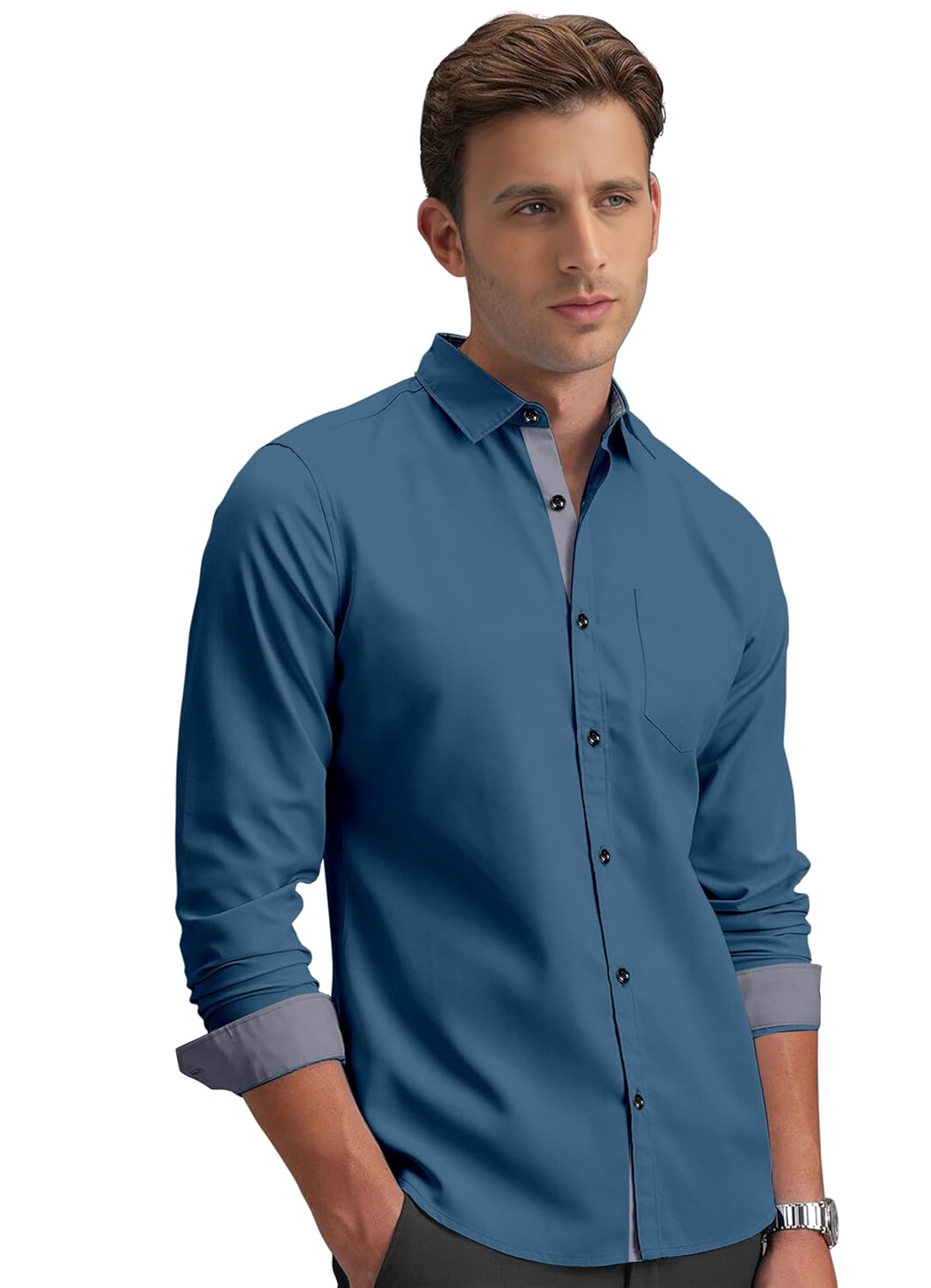 Shirt's Collection Solid Pattern Shirt(Contrast - Parent)
