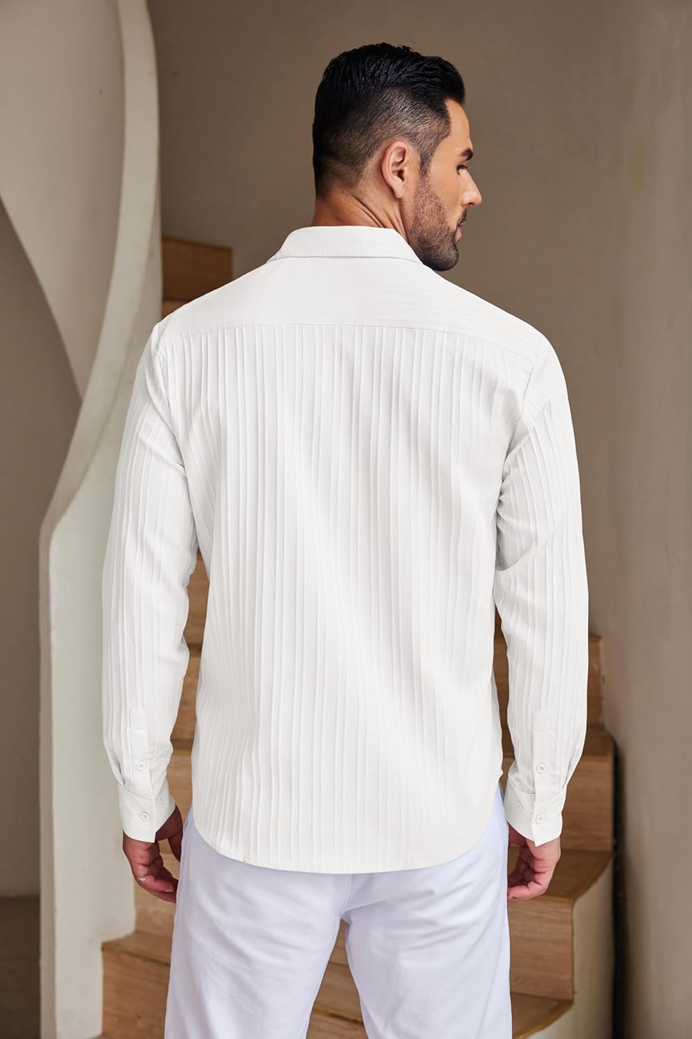DEELMO Men's Casual Button Down Shirts Long Sleeve