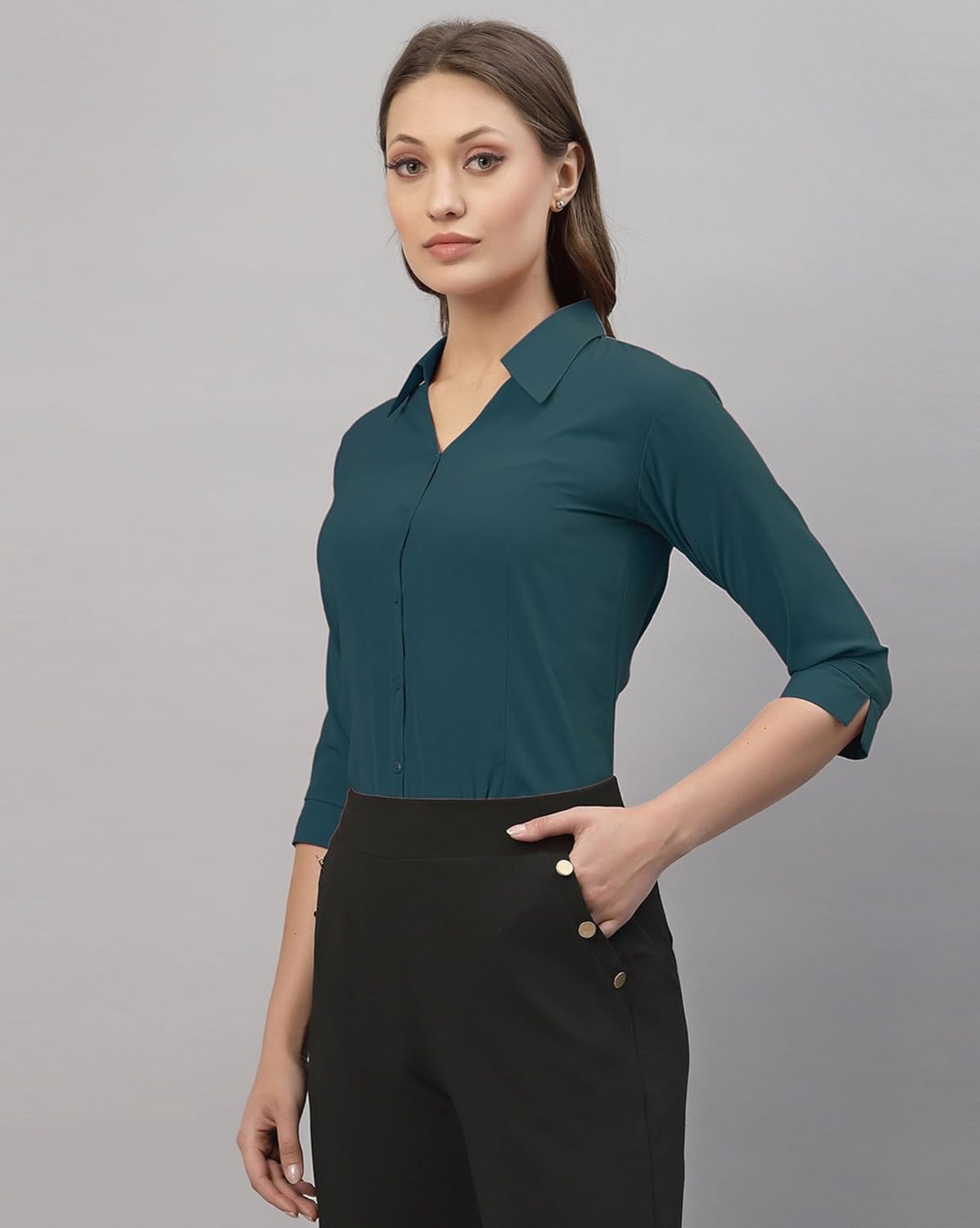 ETHIC GLANCE Women's Poly Viscose Button-Down