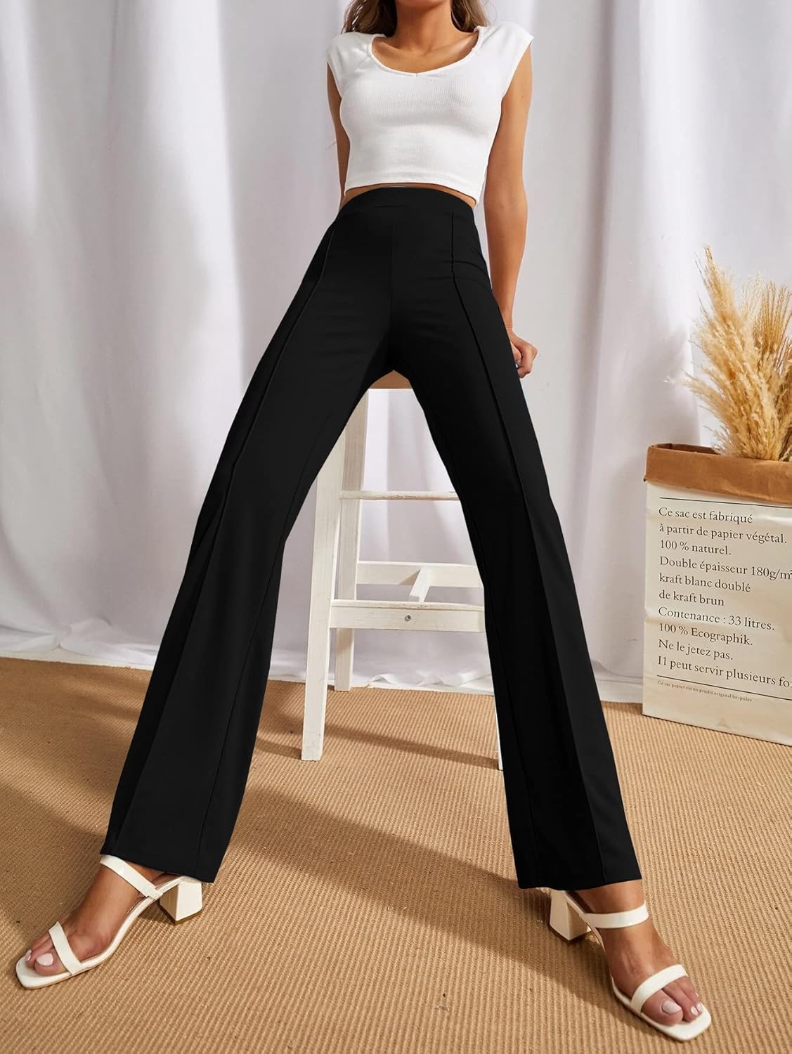 SWADESI STUFF Women's High-Waisted Pant Bell Bottom
