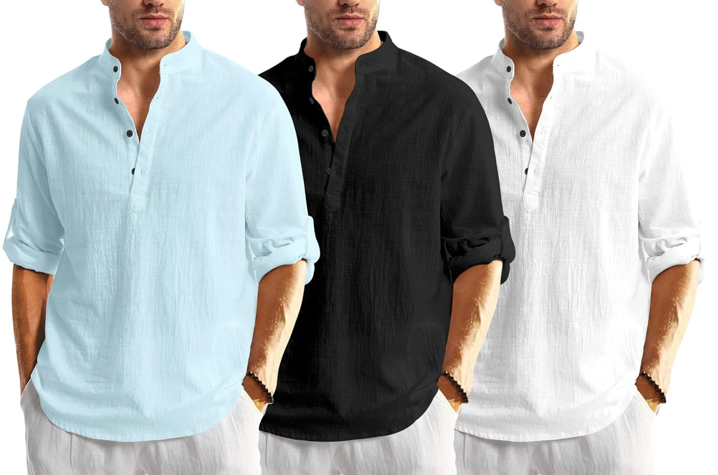Men Solid Cotton Blend Straight Kurta Shirt Pack of 2