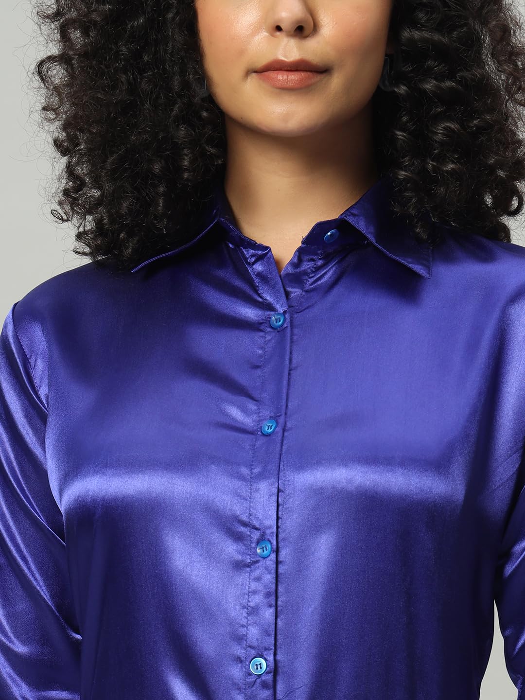 FUNDAY FASHION Women Solid Formal Satin Regular Fit Shirt
