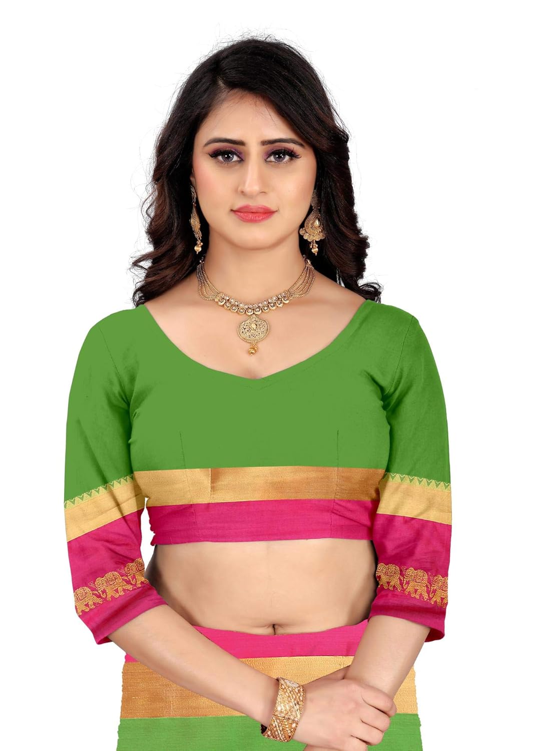 Women's Cotton Silk Plain Zari Work Designer Saree