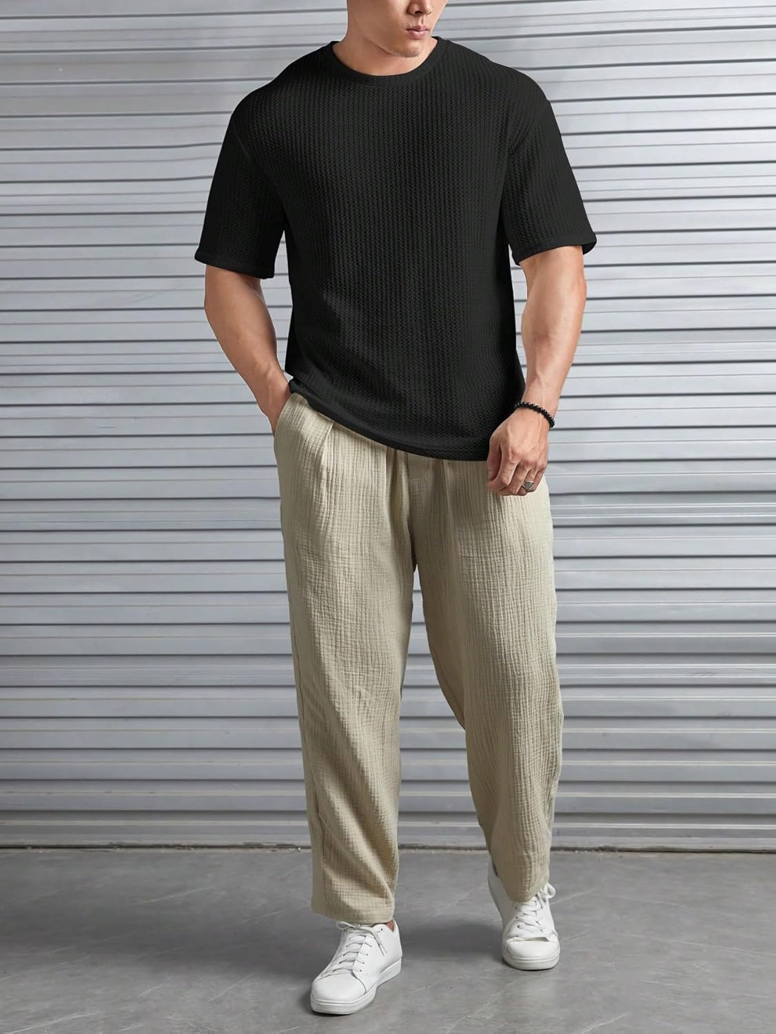 O3e Mens Solid Dotted Unique Design Oversized
