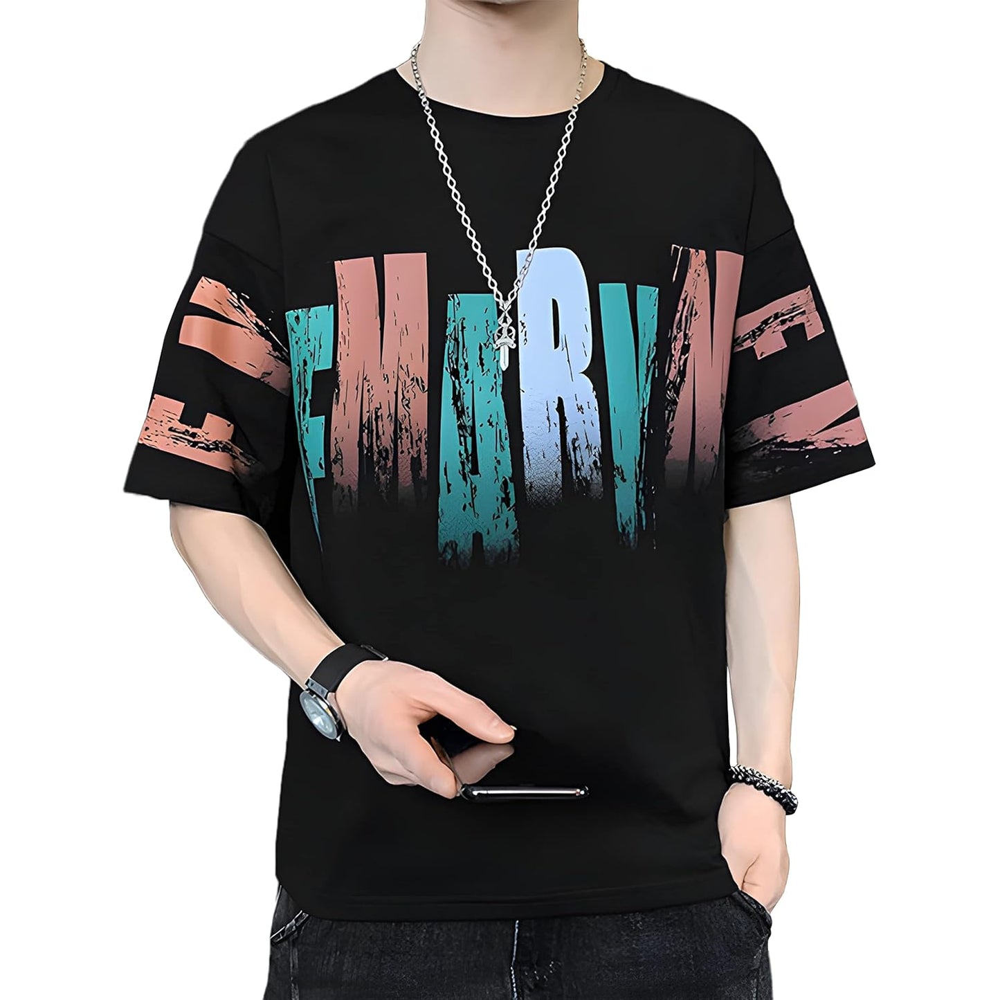 London Hills Men's Cotton Oversized Fit Casual Printed