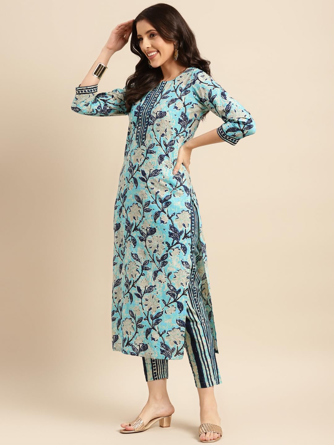 ANNI DESIGNER Women'S Cotton Blend Kurta With Pant