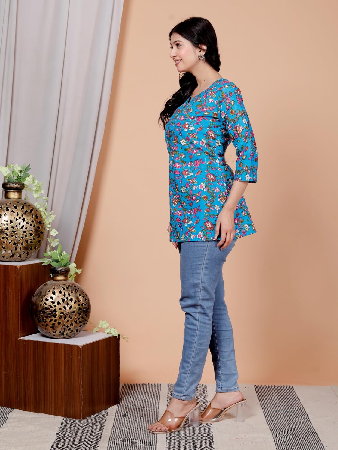 Women's Casual Jaipuri Cotton Printed Short Kurta