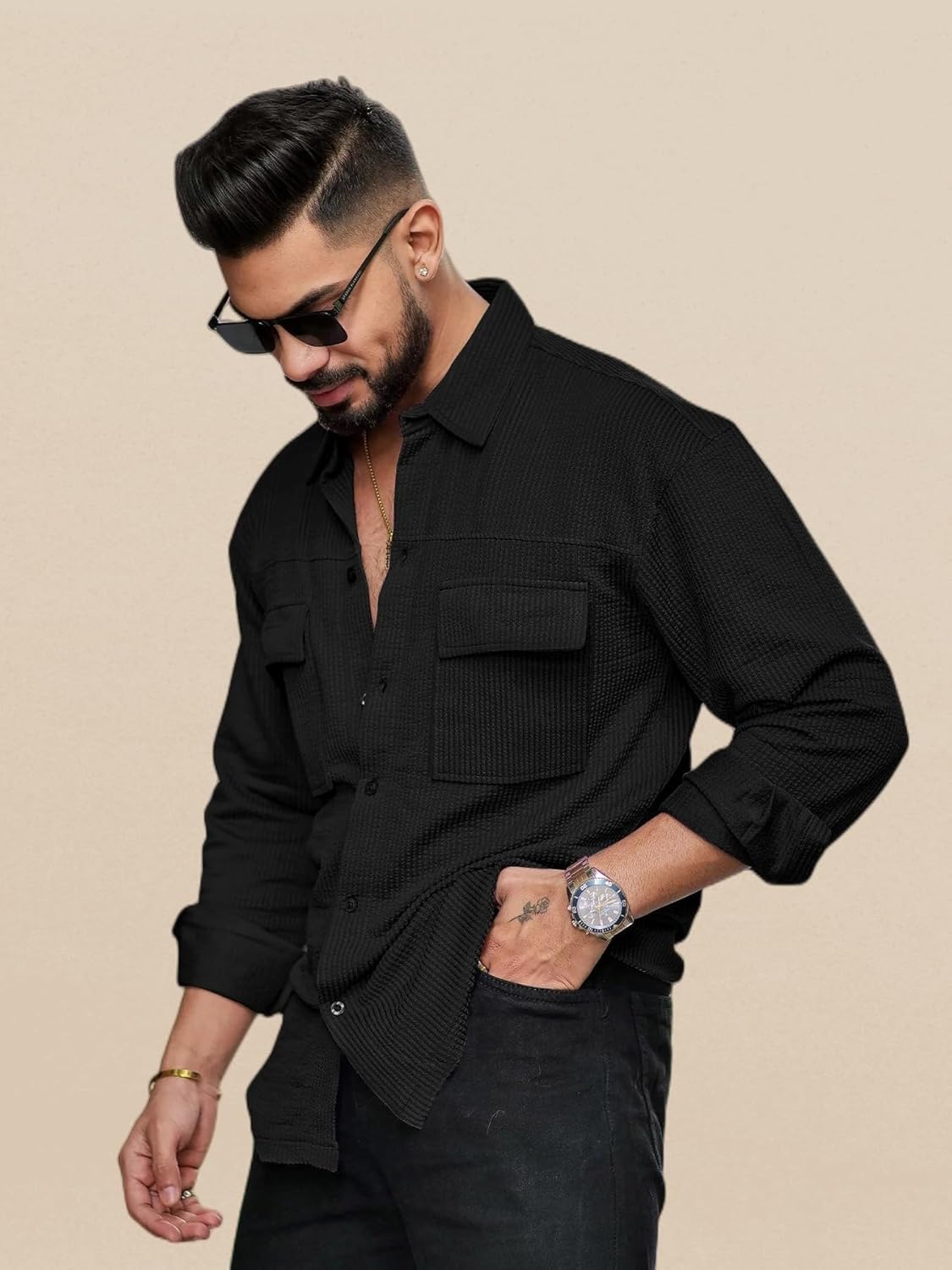 IndoPrimo Men's Regular Fit Fancy Double Pocket