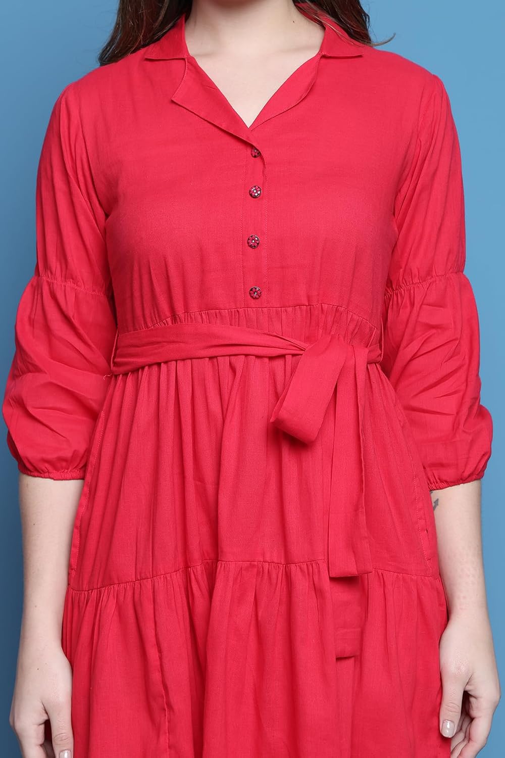 Rajnandini Women's A-Line Above The Knee Cotton Solid