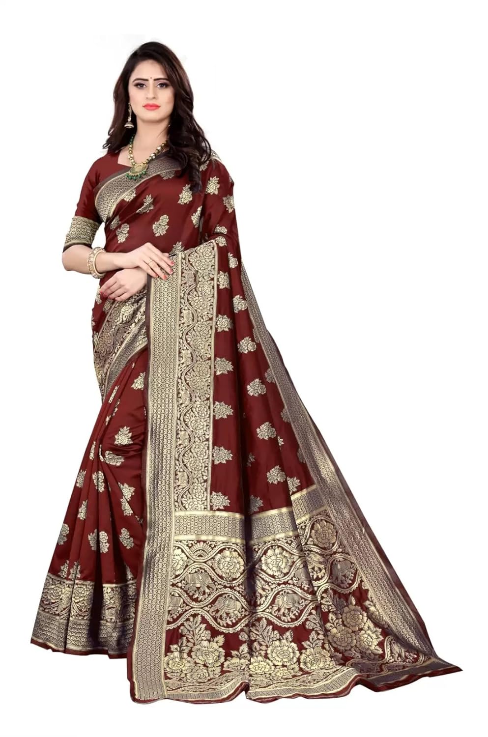 Women's Banarasi SareeSilk Saree With Blouse Piece