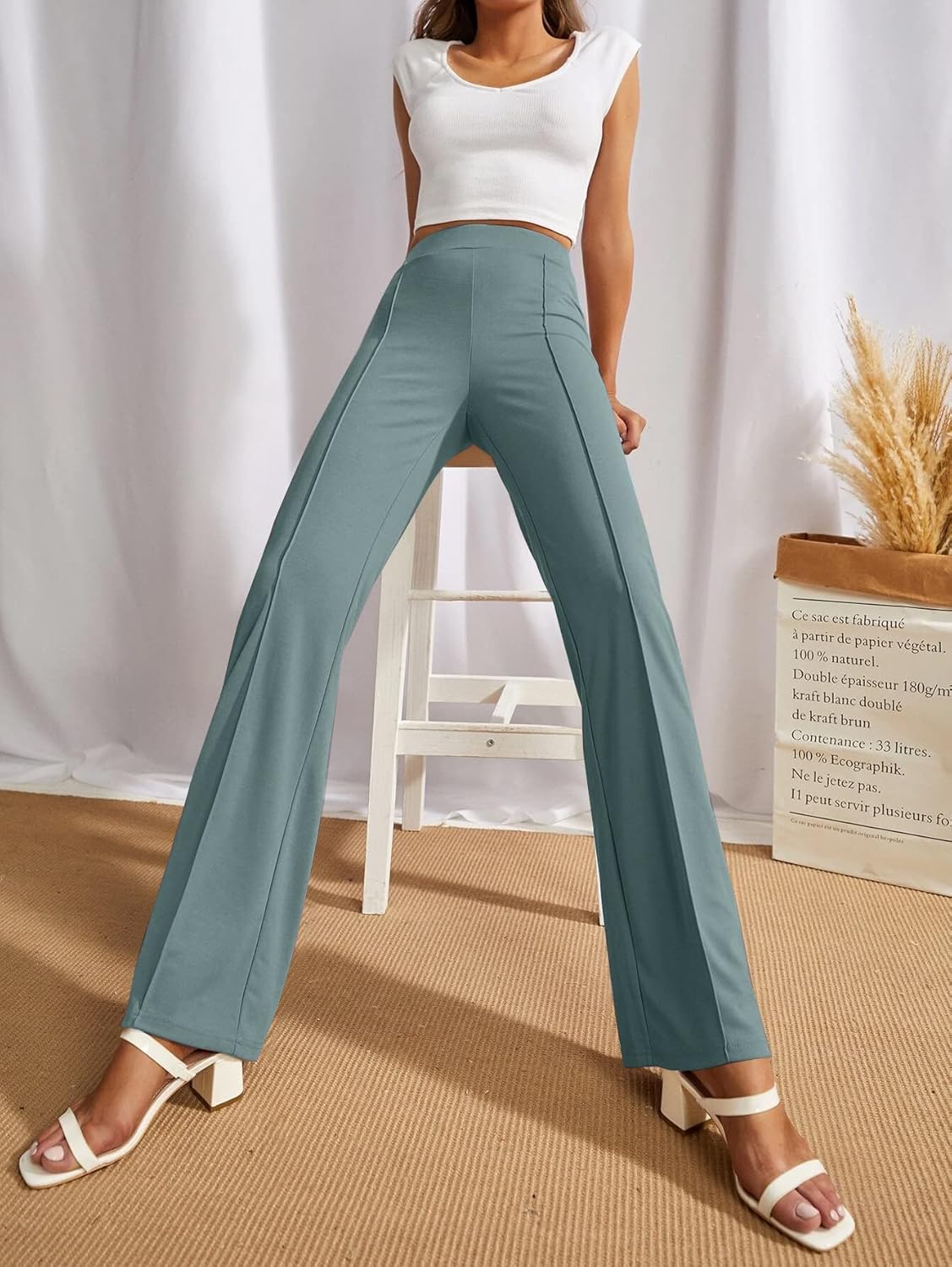 SWADESI STUFF Women's High-Waisted Pant Bell Bottom