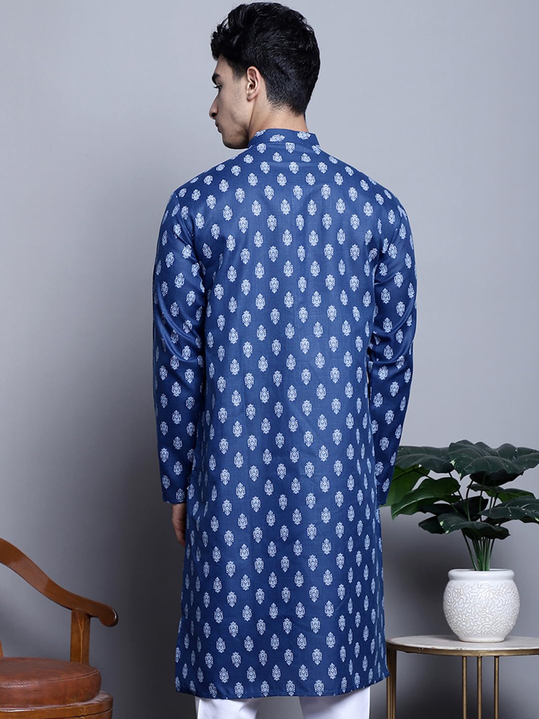 Jompers Men's Cotton Floral Printed Kurta