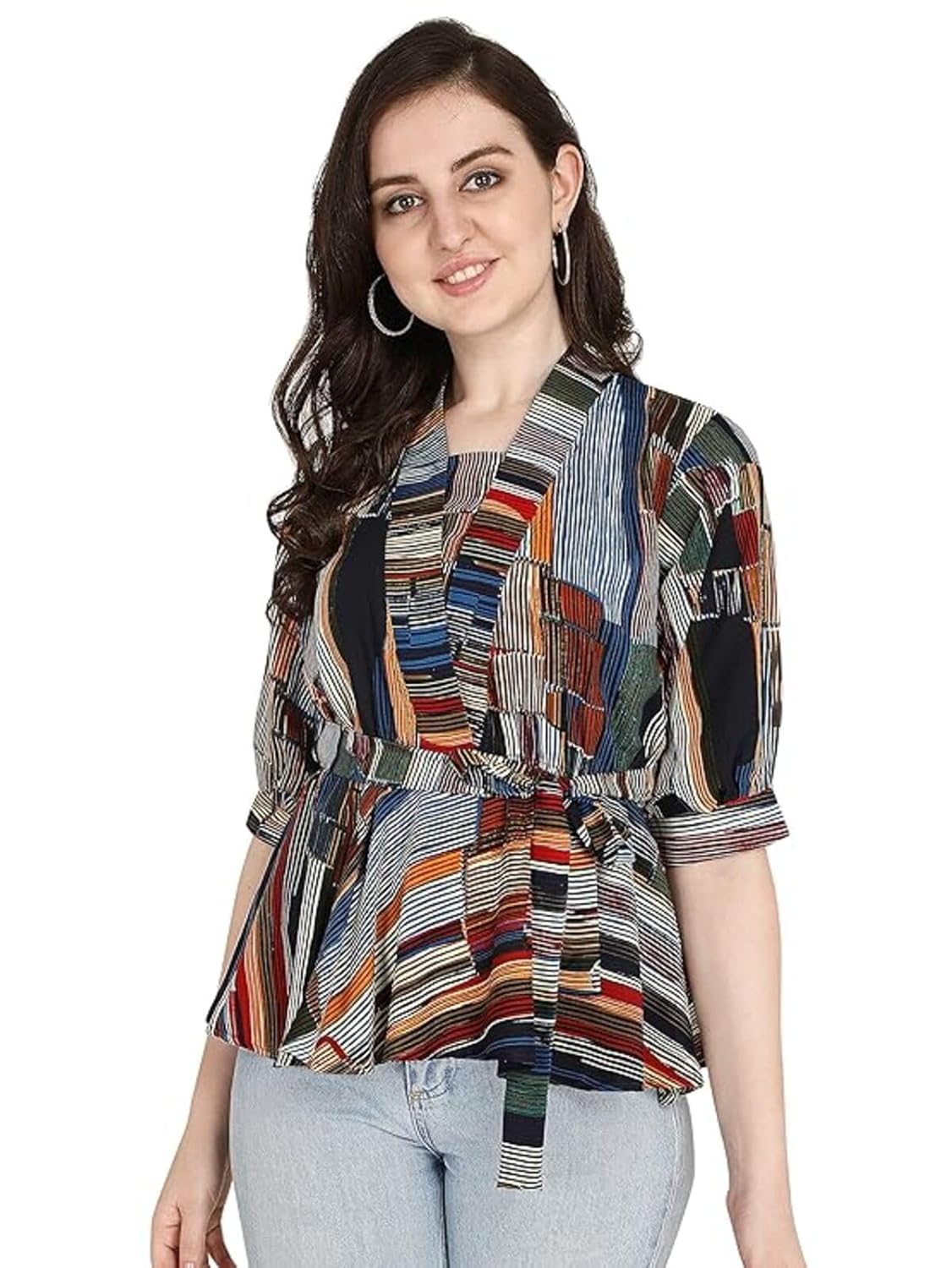 Leriya Fashion Women's Printed Regular Fit Top with Half Sleeves for Office Wear, Casual Wear, Under 399 Top for Women/Girls Top