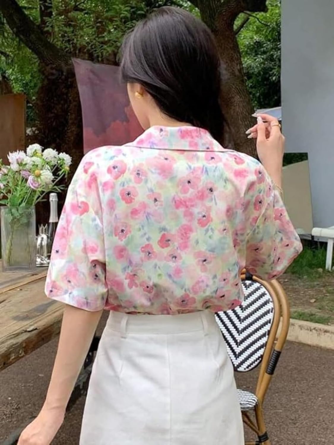 GRECIILOOKS Oversized Shirt for Women – Korean Casual Short Sleeve Loose Fit Top | Plus Size Summer Wear for Girls & Women