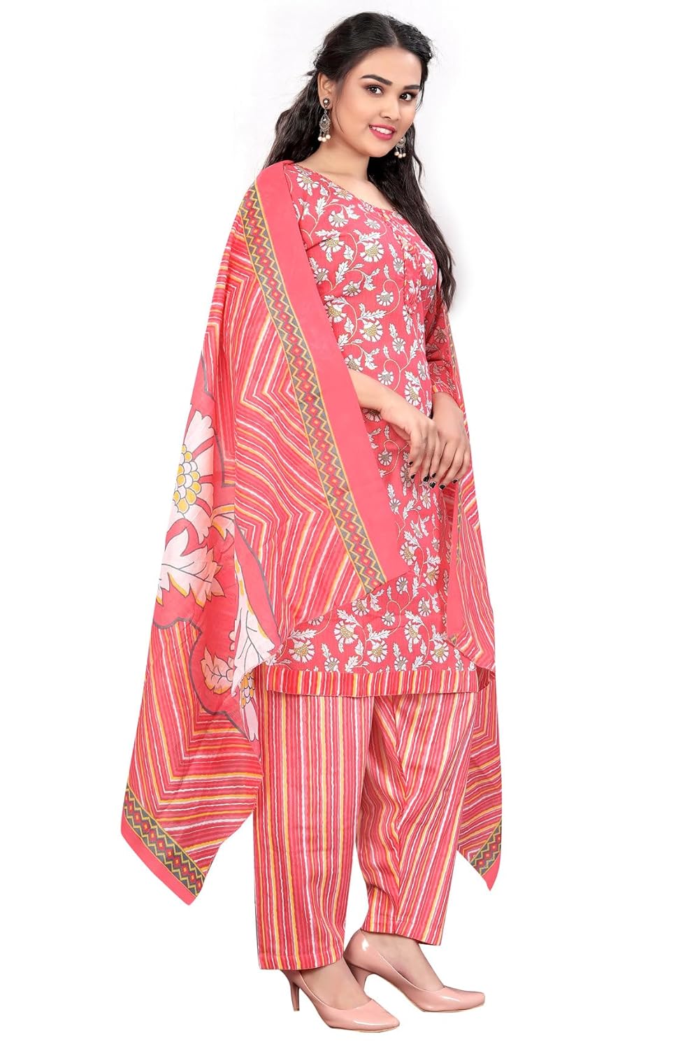 Rajnandini Women Brown Cotton Printed Ready To Wear