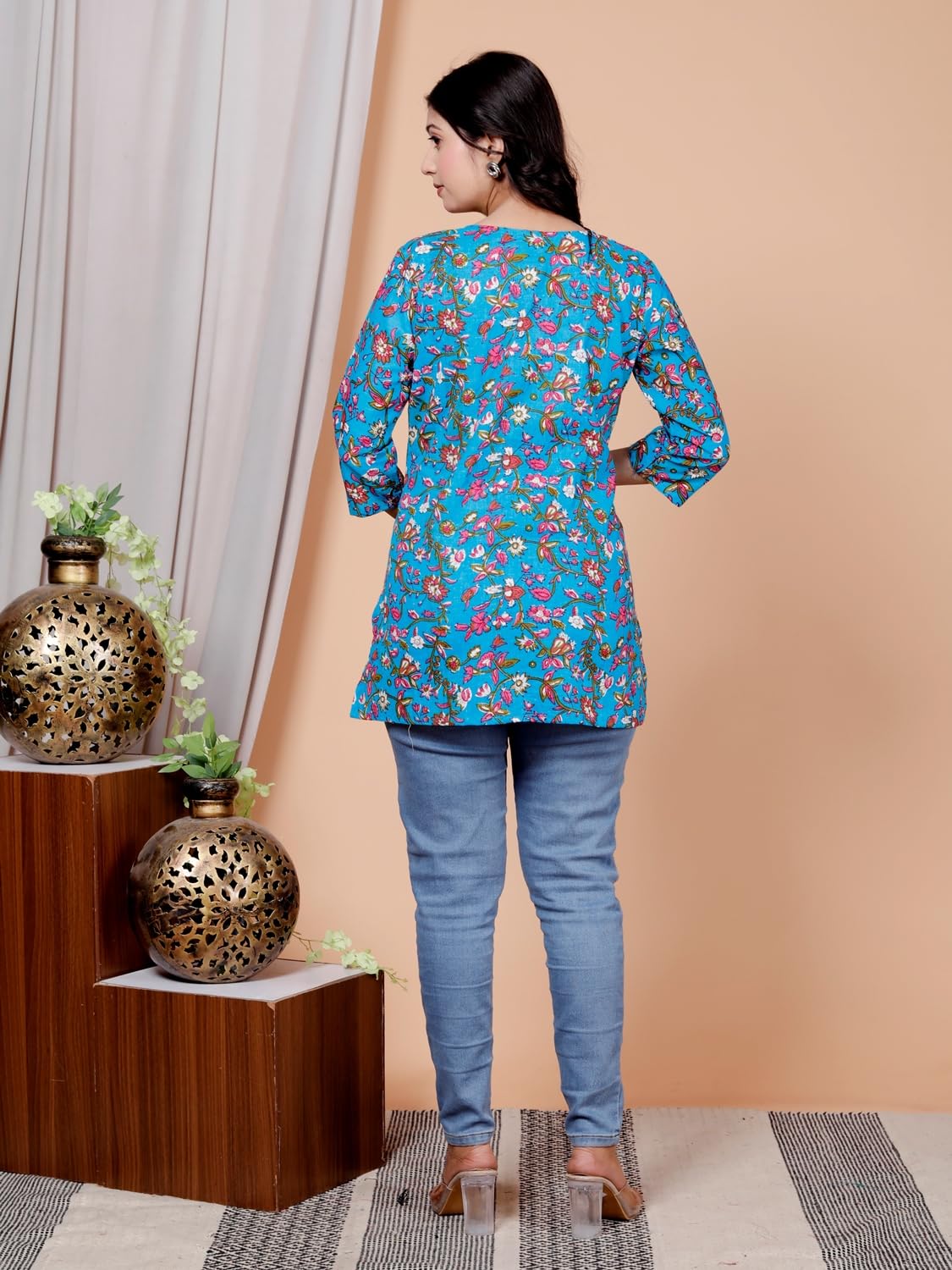 Women's Casual Jaipuri Cotton Printed Short Kurta