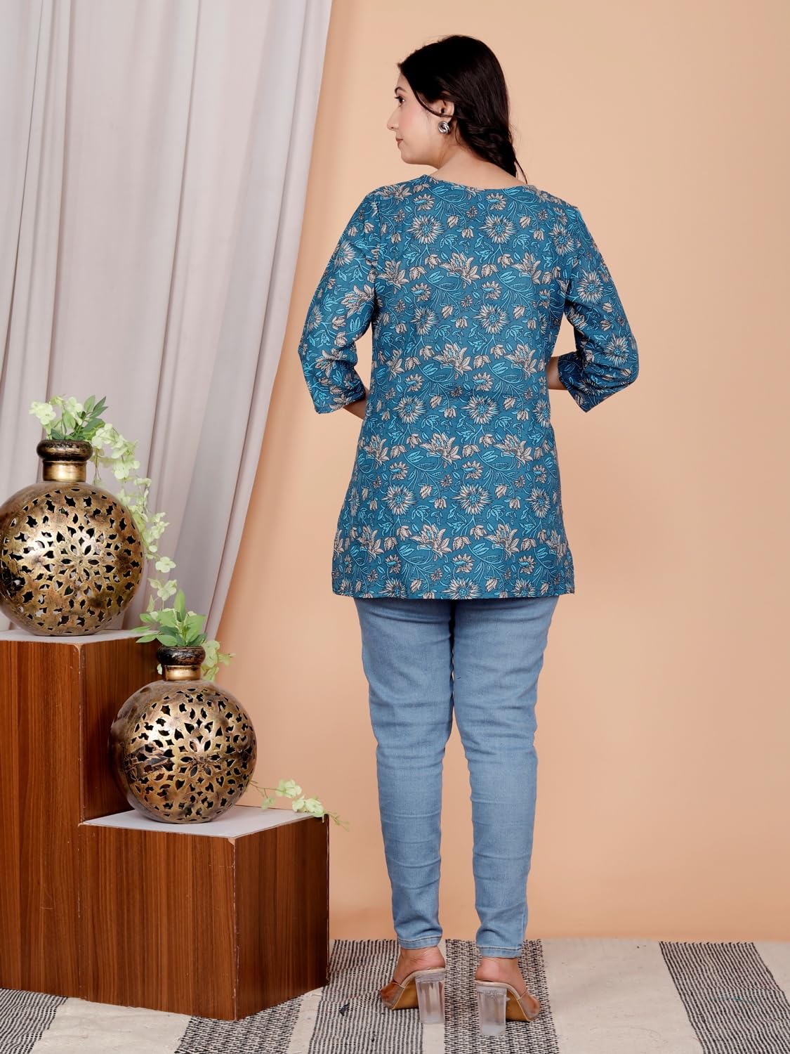 Women's Casual Jaipuri Cotton Printed Short Kurta