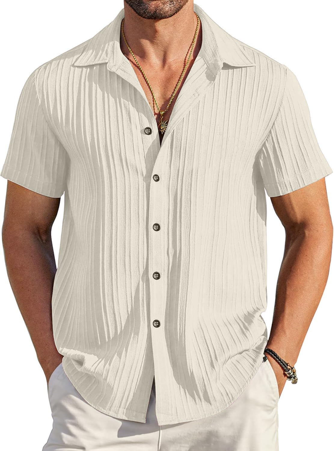 Mehrang Men's Casual Button Down Shirts Short Sleev