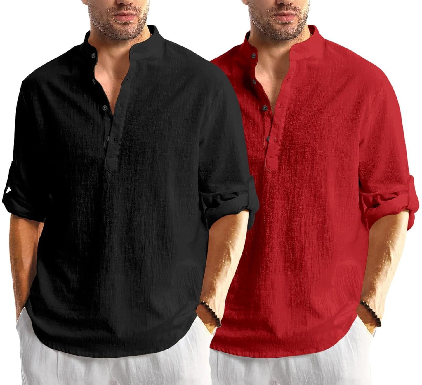 Men Solid Cotton Blend Straight Kurta Shirt Pack of 2