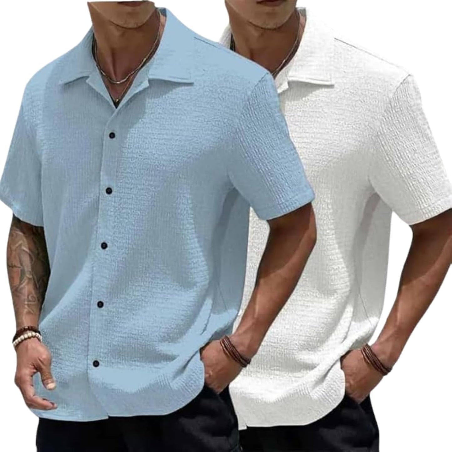 MiraMichi Men's Slim Fit Half Sleeve Polycotton Casual