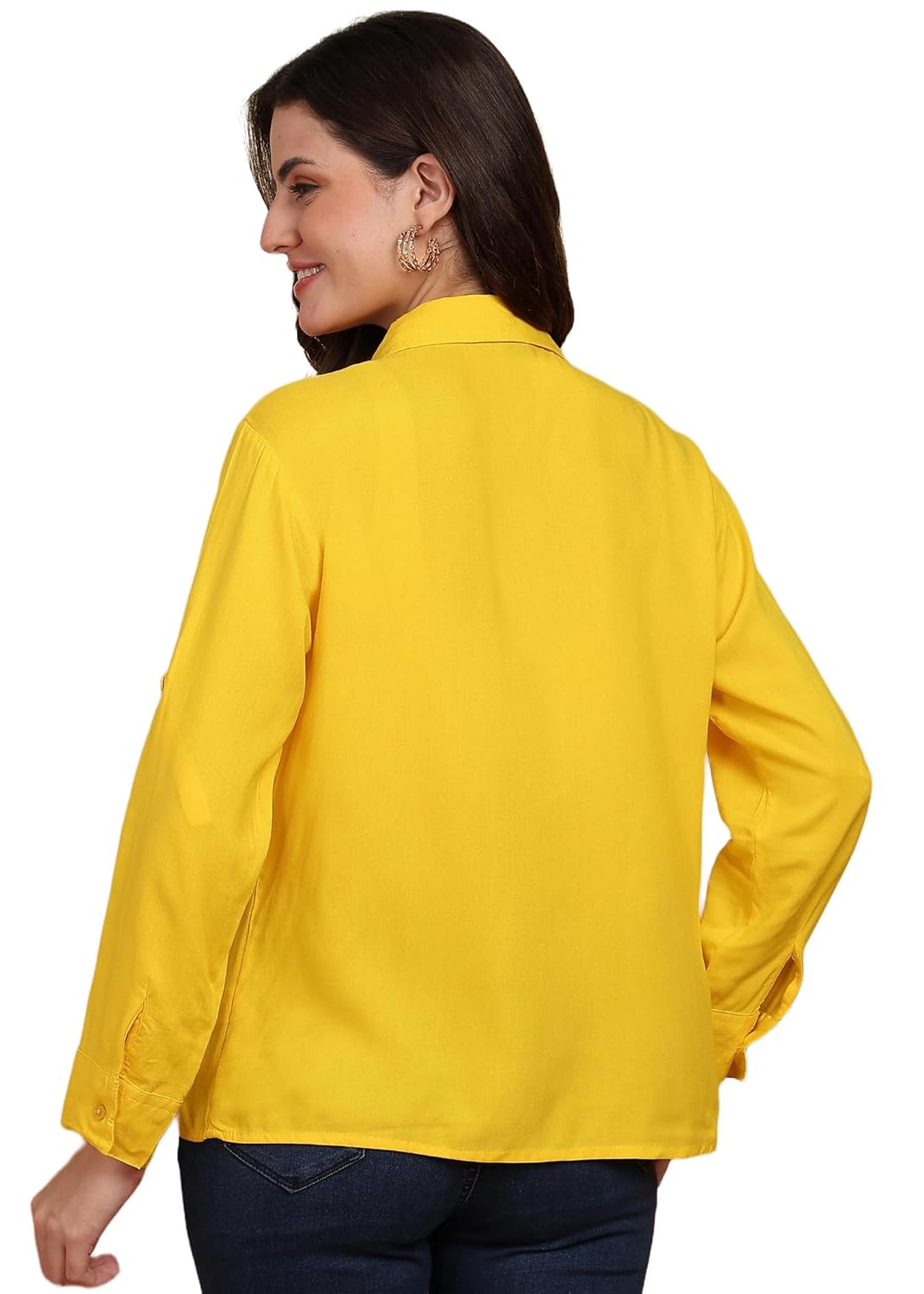 FUNDAY FASHION Women's Rayon Blend Regular Fit Solid Casual/Formal Button Shirt