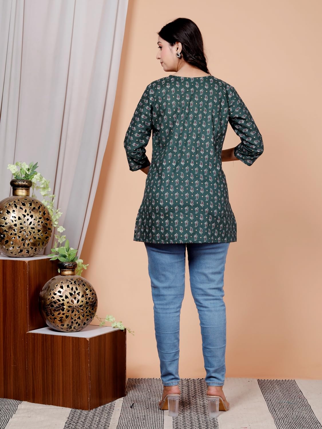 Women's Casual Jaipuri Cotton Printed Short Kurta