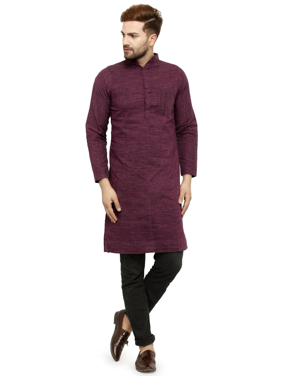 Enchanted Drapes Mens' Solid Cotton Long Kurta