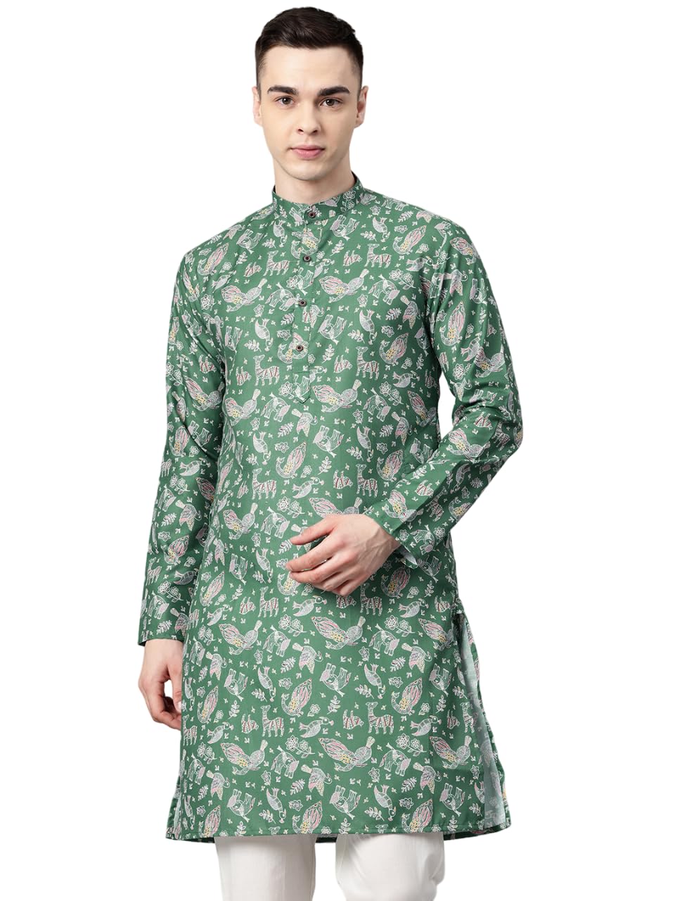 Luxrio Printed Kurta for Men Cotton Blend Linen